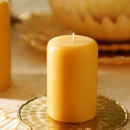 Pure Home and Living Wax Mustard Oud Pillar Candle (Small)-30