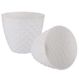 Kuber Industries 2Pc White Diamond Pattern Durable Plastic Planters image 3