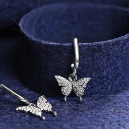 Clara 925 Silver Platinum Plated Swiss Zirconia Fia Butterfly Earrings Gift for Women-image-15