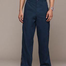 The Roadster Lifestyle Co. Men Pure Cotton Cargo-Style Trousers-image-128