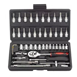 CATRON 6.35 mm (1/4 inch) Screwdriver Drive Socket Bit Set with Ratchet Wrench for Auto (Pack of 46)-12