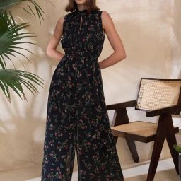 KASSUALLY Black & Red Floral Print Jumpsuit-image-20