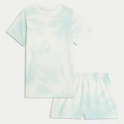 Marks & Spencer Girls Tie and Dye Printed T-shirt Pyjamas Pure Cotton Night suit-15