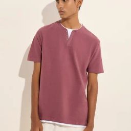 ETA by Westside Mauve Solid Slim-Fit Cotton T-Shirt-image-78
