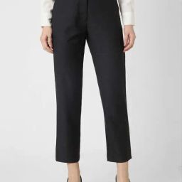 Van Heusen Black Cotton Textured Formal Trousers-image-97