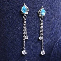 Clara 925 Sterling Silver Platinum Plated Swiss Zirconia Elsa Solitaire Drop Earrings for Women-image-85