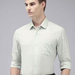 Arrow Manhattan Slim Fit Textured Self Design Pure Cotton Formal Shirt-image-87