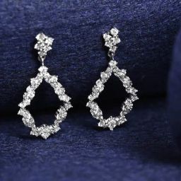 Clara 925 Sterling Silver Platinum Plated Swiss Zirconia Frida Studded Drop Earrings for Women-image-17