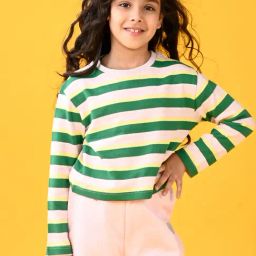 Anthrilo Girls Multicolor Striped Full Sleeves Crop Top-picture-30
