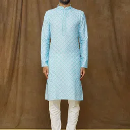 Samyukta Singhania Men Ethnic Motifs Printed Regular Kurta with Churidar-picture-27