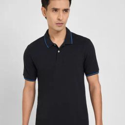 Peregrine By Pantaloons Anthracite Cotton Slim Fit Polo T-Shirt-image-4