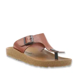 Aerowalk Men's Dark Tan T-Strap Sandals-picture-2