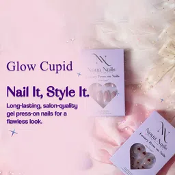 GLOW CUPID Set Of 10 Glossy Finish Reusable Press On Nails - Geometric-Grace image 3
