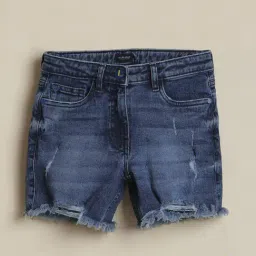 Allen Solly Girls Blue Cotton Regular Fit Shorts-picture-1