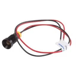 RS PRO Yellow Panel Mount Indicator 2V DC, Mounting Hole Size 8 mm, Termination Type Lead Wires, IP Rating IP67, Model No 7239378-0