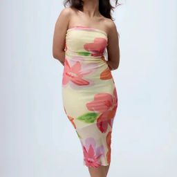 Color Capital Yellow Bodycon Printed Dress-image-34