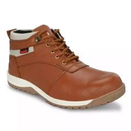 Kavacha Steel Toe Safety Shoes Leather High Ankle Rubber Sole Size UK 11 Brown, Kv-S247-11-image-9