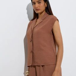 Wardrobe by Westside Brown Crinkle-Textured Jacket-image-92