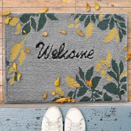 Saral Home Grey Polyester Geometric Door Mat-37