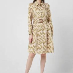 Van Heusen Beige Regular Fit Printed Dress-image-65