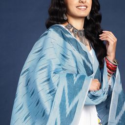 Taavi Woven Design Pure Cotton Ikat Dupatta-33