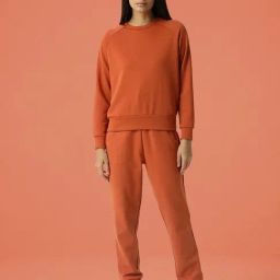 RAREISM Orange Cotton Blend Solid Long Sleeves Sweatshirt-image-11