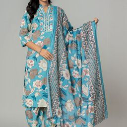 Amayra Women Blue Pure Cotton Kurta Sets-picture-37