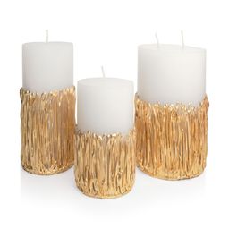 PROKART Gold-Toned & White 3 pieces Pillar Candle-image-15