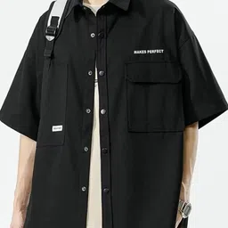 StyleCast Men Standard Oversized Fit Spread Collar Solid Casual Shirt-image-51