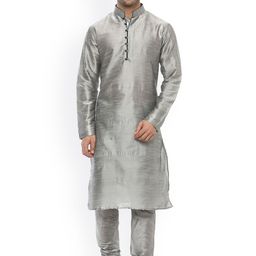Hangup Men Grey Solid Kurta with Churidar-picture-13