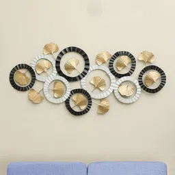 vedas Mystic Indiana Black & White Textured Metal Ginko Abstract Wall Decor-image-72