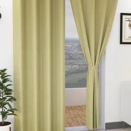 Yellow Weaves Green Set of 2 Room Darkening Door Curtain-image-19