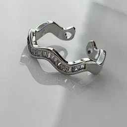 Piu Jewels Rhodium-Plated Stone-Studded Adjustable Finger Ring-image-52