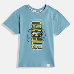 Happy Faces Boys Pure Cotton Typography & Graphic Printed T-shirt-picture-3