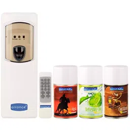 Airance Automatic Room Freshener Dispenser Machine with 250 ml Each Musk, Refreshing Lime & Oud Wood Fragrance Spray Bottle (Pack of 4)-image-27