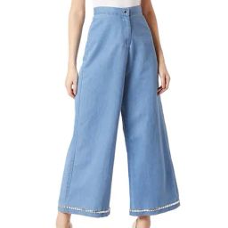 Miss Chase Blue Cotton High Rise Palazzos-picture-10
