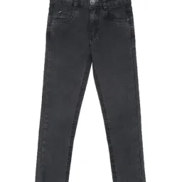 Tales and Stories Kids Dark Grey Solid Jeans-image-9