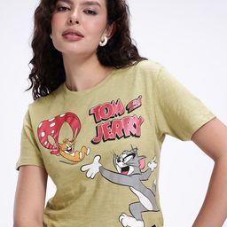 Kook N Keech Tom & Jerry Printed Drop-Shoulder Sleeves Relaxed Fit T-shirt-image-100