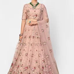 DIVINE EXIM Embroidered Sequinned Semi-Stitched Lehenga & Unstitched Blouse With Dupatta-picture-26