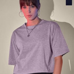 CORSICA Pack Of 2 Solid Round Neck Boxy Fit Cotton Crop T-shirt-image-73