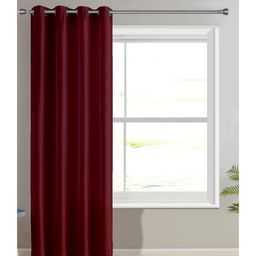 Divine Casa 7 Feet Super Satin Solid Blackout Door Curtains with Metal Grommet - Maroon-image-10