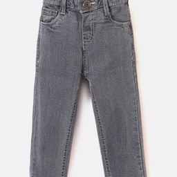 Babyhug Cotton Full Length Stretchable Washed Denim Jeans   Fly With Zipper -  Grey-image-27