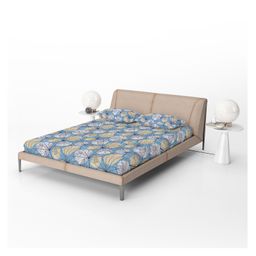 Divine Casa Cotton Double Fittedsheet with 2 Pillow Covers - Iris Blue-20
