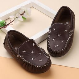 Cute Walk by Babyhug Formal & Partywear Slip On Hand Stitched Design Shoes - Brown-image-38