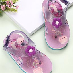 Babyoye Velcro Closure Flip Flops Jelly Fish Print - Purple-image-15