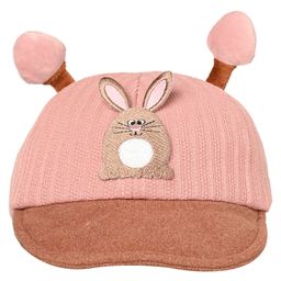 Kid-O-World Bunny Embroidered Patch Detailed & Textured Cap With Horns - Peach-image-79
