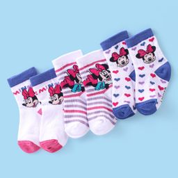 Cutewalk Disney By Babyhug Anti Bacterial Ankle Length Socks Minnie Mouse Design Pack Of 3 - Multicolour-image-77