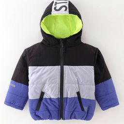 Little Kangaroos Full Sleeves Padded Winter Jacket Drop Shoulder - Black-picture-19