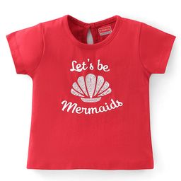 Babyhug Cotton Knit Half Sleeves Sea Shell Printed T-Shirt - Red-image-11