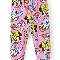 Babyhug Disney Cotton Knit Full Length Leggings Minnie Mouse Print - Pink-picture-3